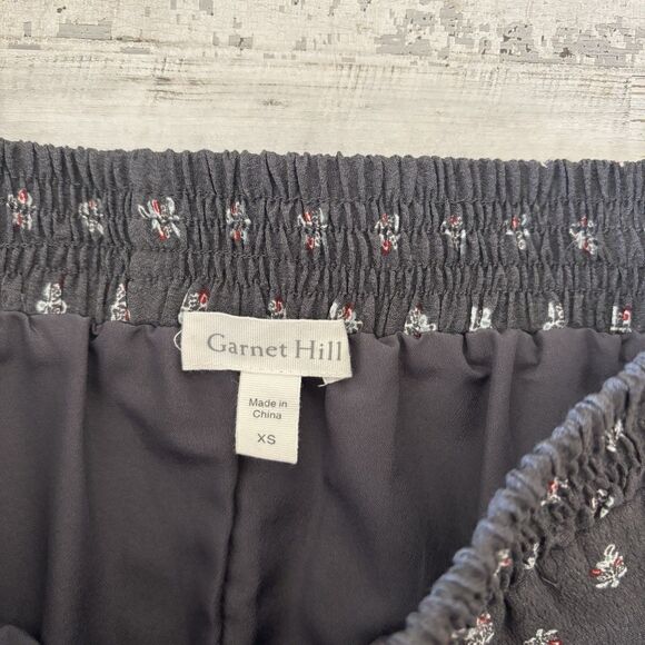 Garnet Hill XS Midi Skirt Gray Floral Pockets Elastic Waist Boho Sustainable - Picture 6 of 12